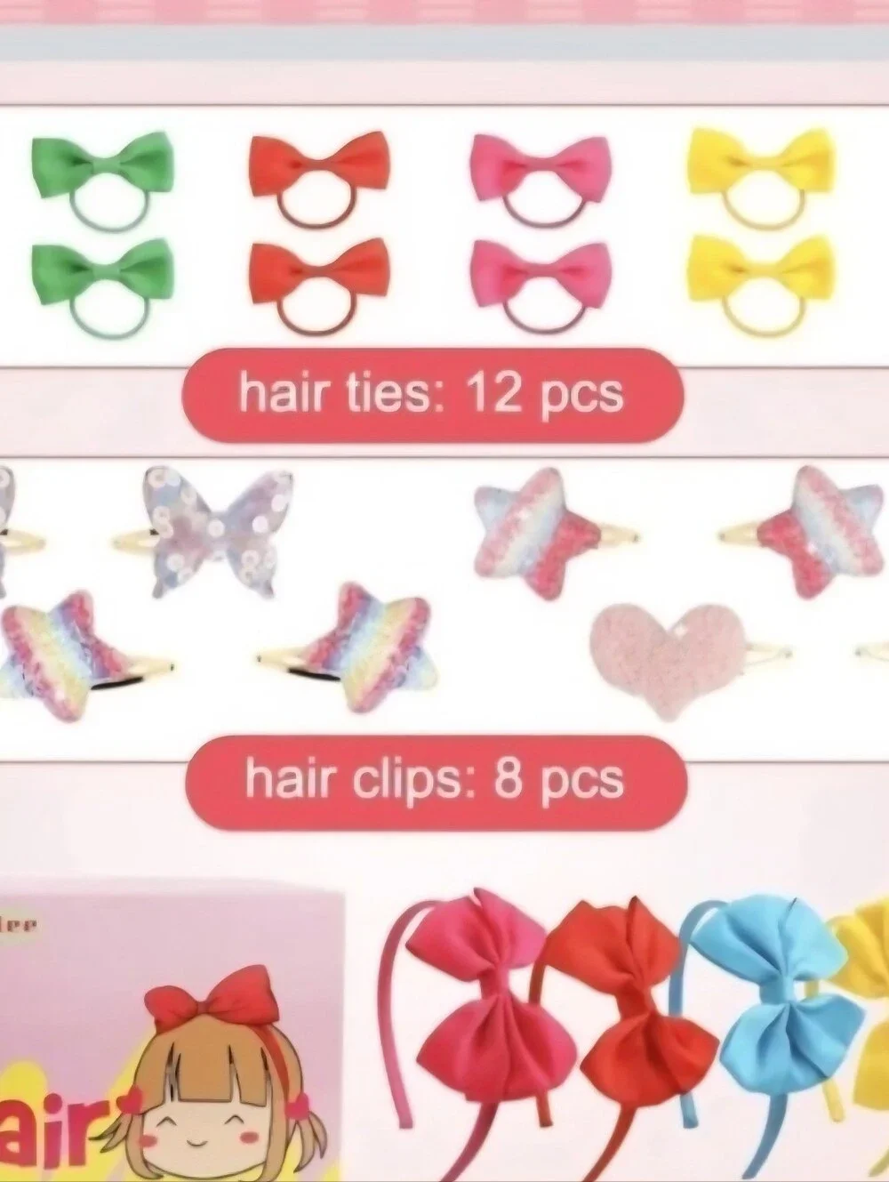 Little Girls Hair Accessories Set, Head Bands and accessories